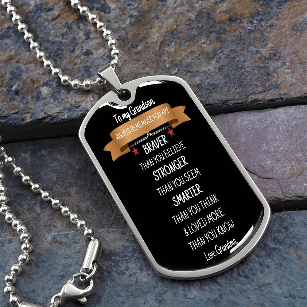Grandson dog tag necklace online