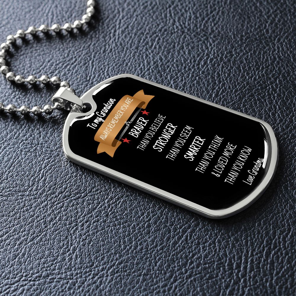 To My Grandson - Dog Tag Necklace