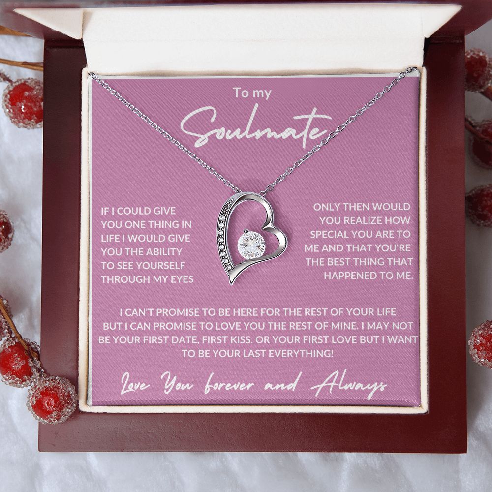 Love You Forever and Always - To My Soulmate -Forever Love Necklace - Pink