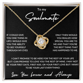 To My Soulmate -Love Knot Necklace - Love You forever and Always - Black