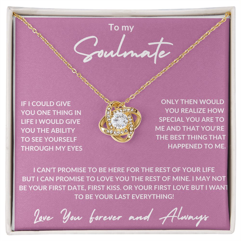 To My Soulmate - Love Knot Necklace - Forever And Always- Pink