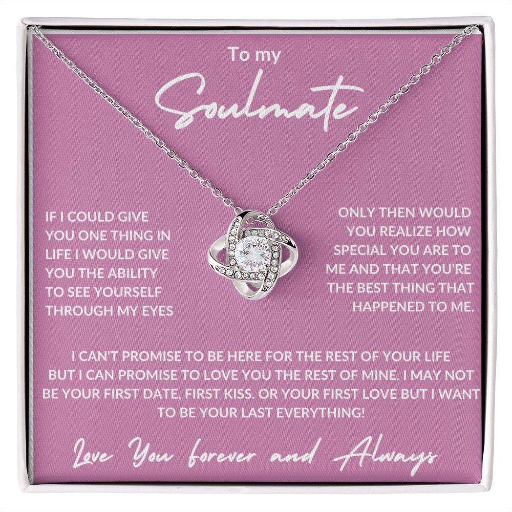 To My Soulmate - Love Knot Necklace - Forever And Always- Pink