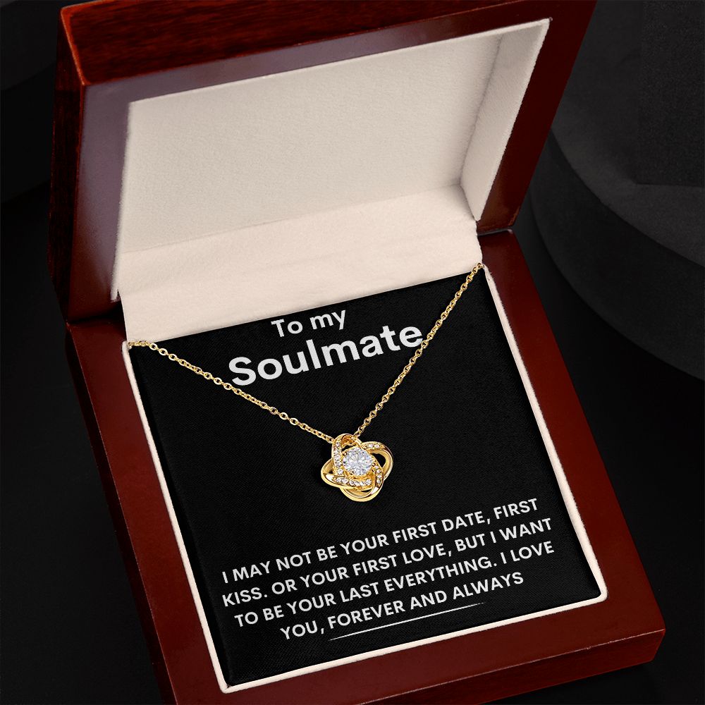 To My Soulmate - Love Knot Necklace - Forever And Always- Black