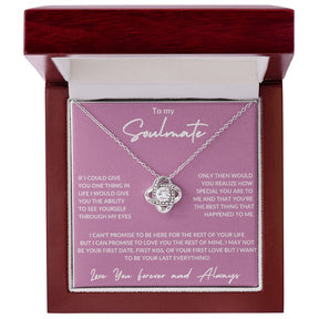 To My Soulmate - Love Knot Necklace - Forever And Always- Pink