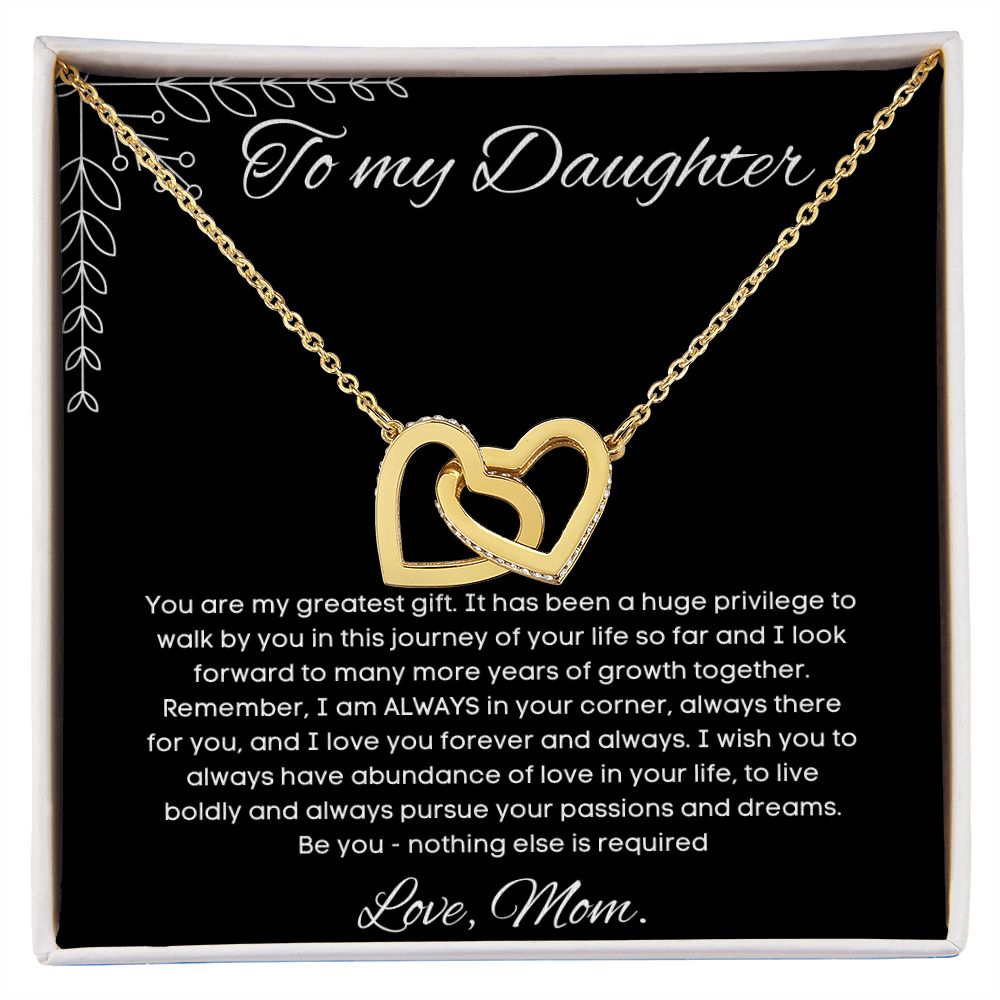 To My Daughter Love Mom - Interlocking Hearts