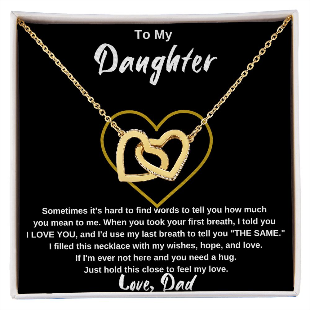 To My Daughter, from Dad - Interlocking Hearts Necklace