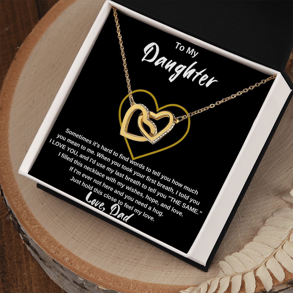 To My Daughter, from Dad - Interlocking Hearts Necklace