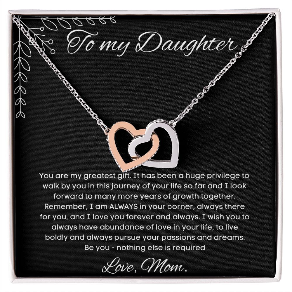 To My Daughter Love Mom - Interlocking Hearts