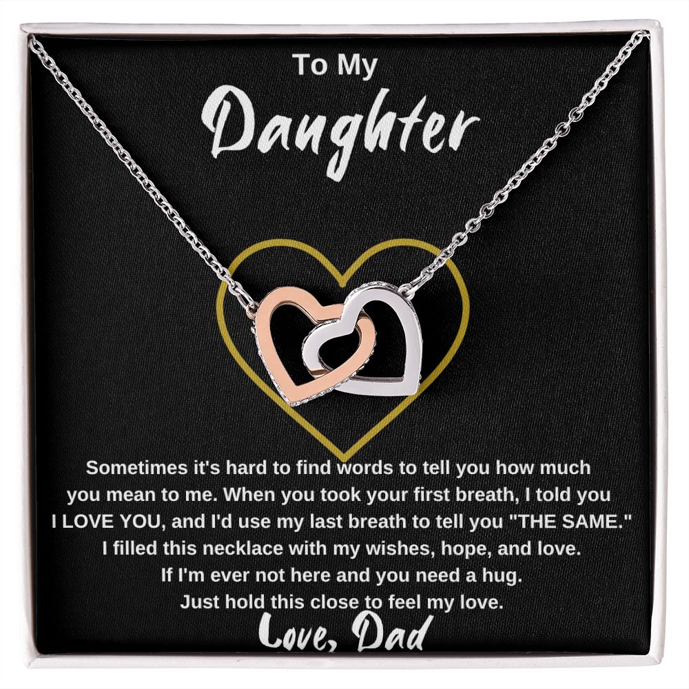 To My Daughter, from Dad - Interlocking Hearts Necklace