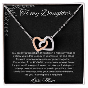 To My Daughter Love Mom - Interlocking Hearts