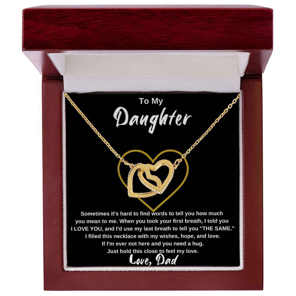 To My Daughter, from Dad - Interlocking Hearts Necklace