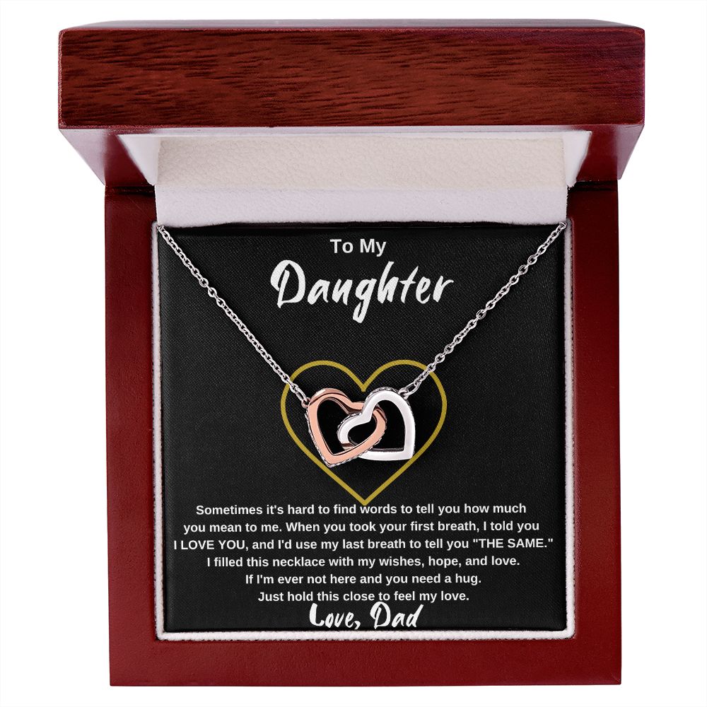 To My Daughter, from Dad - Interlocking Hearts Necklace