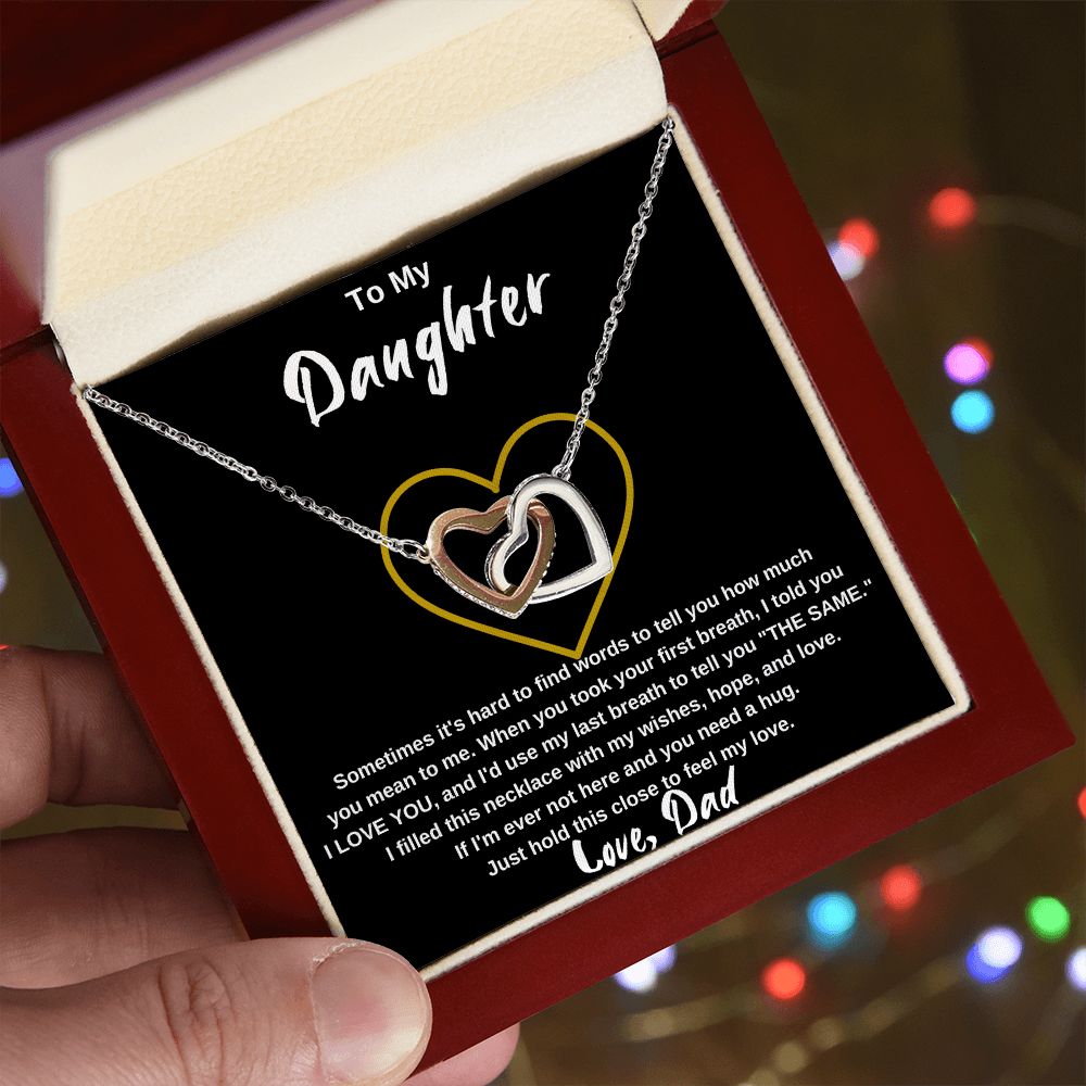 To My Daughter, from Dad - Interlocking Hearts Necklace