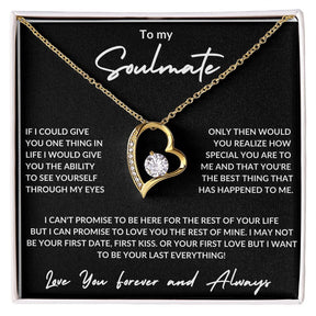 Love You Forever and Always - To My Soulmate -Forever Love Necklace - Black