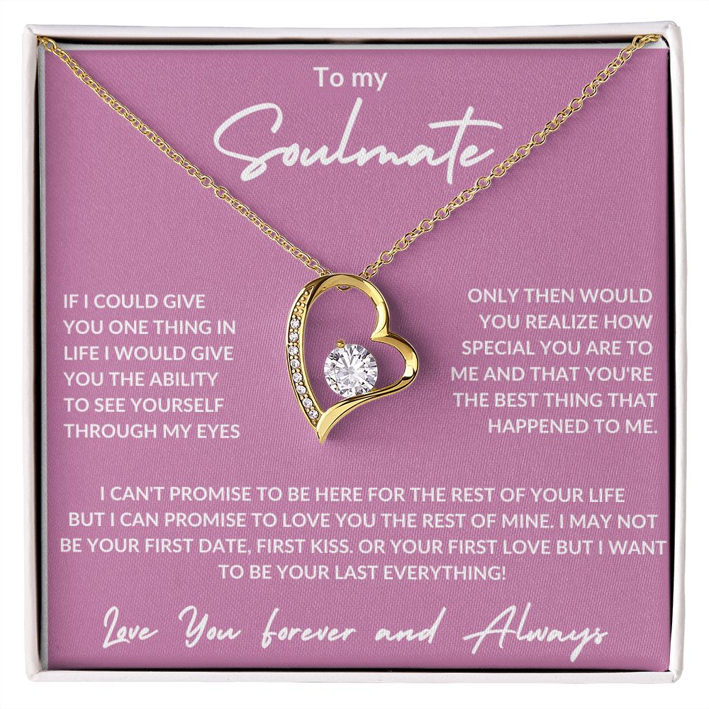 Love You Forever and Always - To My Soulmate -Forever Love Necklace - Pink