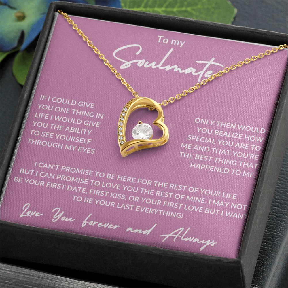 Love You Forever and Always - To My Soulmate -Forever Love Necklace - Pink