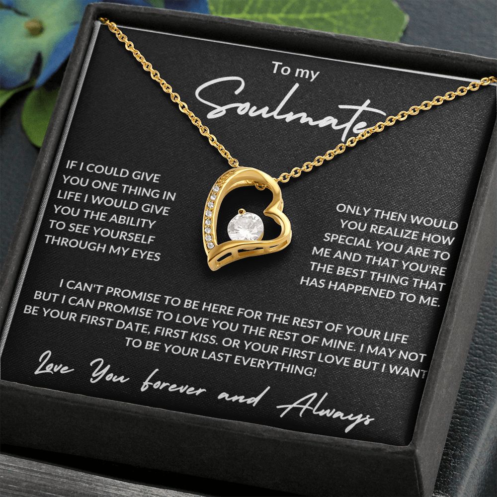 Love You Forever and Always - To My Soulmate -Forever Love Necklace - Black